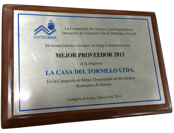 Reconocimiento Cotecmar - Mejor Proveedor 2012 y 2013