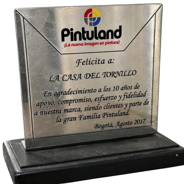 Reconocimiento Pintuland - Lealtad y Fidelidad 10 Años